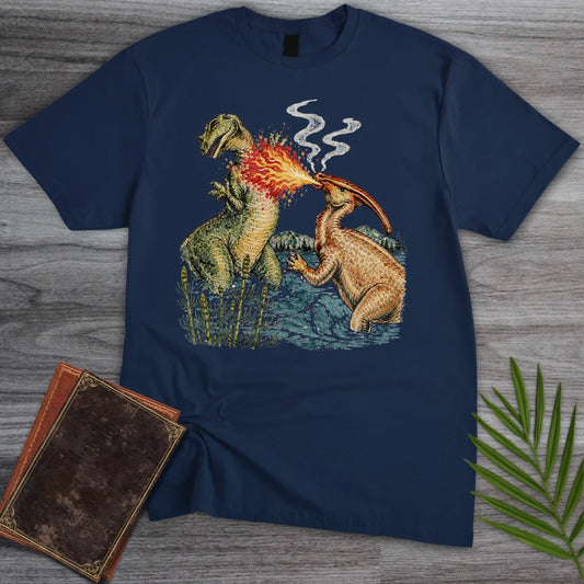 T-Shirt Navy / S Vintage Fire Breathing Dino T-Shirt