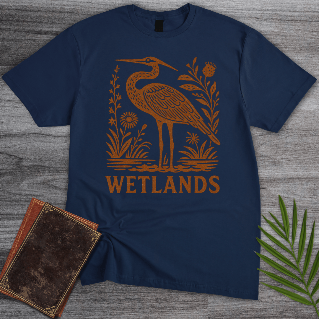 T-Shirt Navy / S Wetland Heron Flora T-Shirt