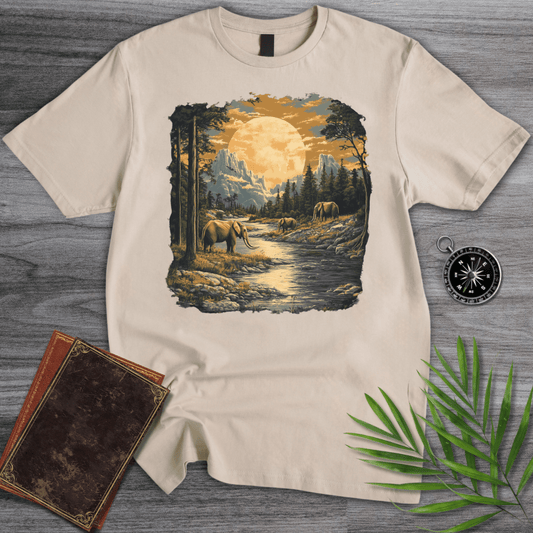 T-Shirt Sand / S Archaic Elephants Moonlit Crossing T-Shirt