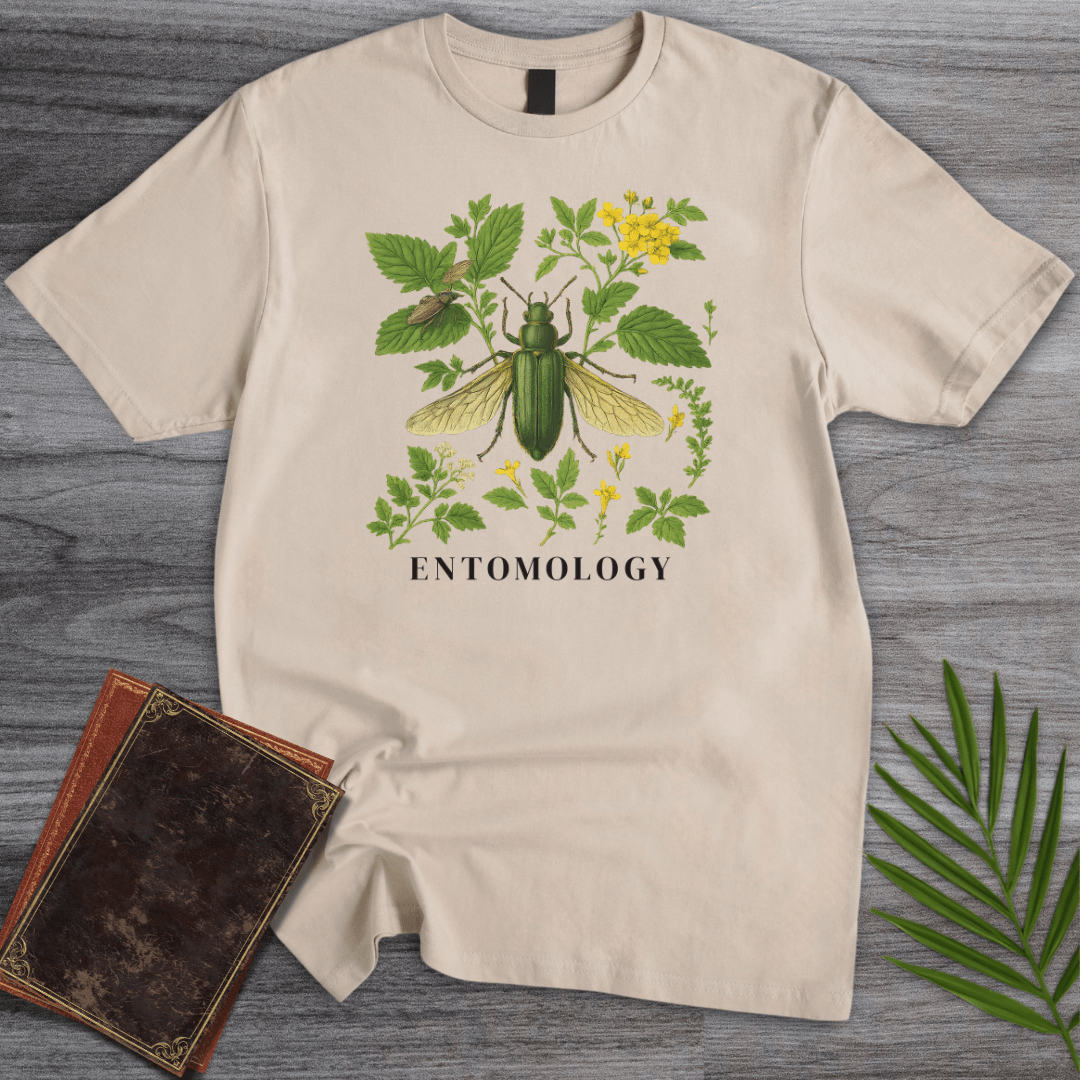 T-Shirt Sand / S Entomology: Green Beetle T-Shirt
