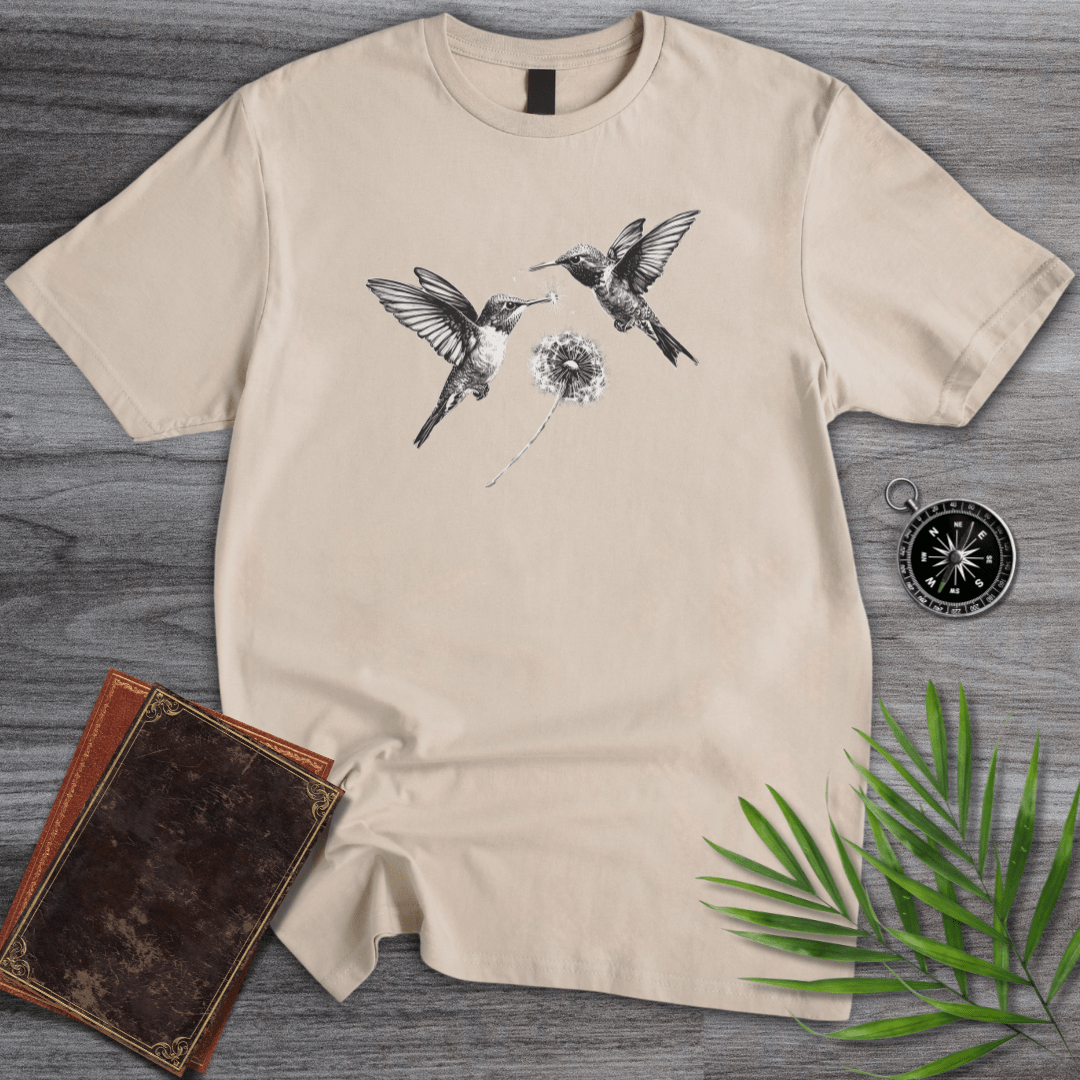 T-Shirt Sand / S Hummingbird Dandelion Wishes T-Shirt