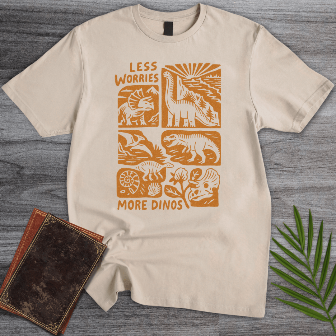 T-Shirt Sand / S Less Worries More Dinos T-Shirt