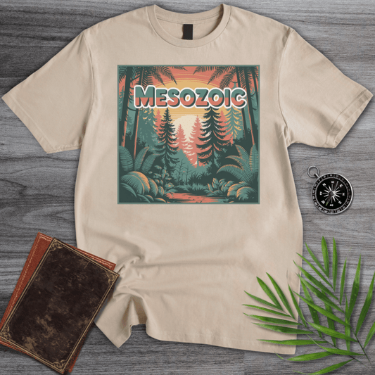 T-Shirt Sand / S MESOZOIC: Ancient Forest Sunset Scene