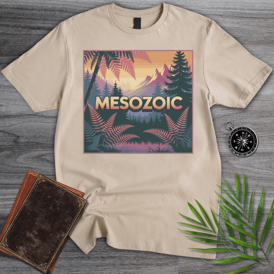 T-Shirt Sand / S MESOZOIC: Prehistoric Sunset Jungle Scene