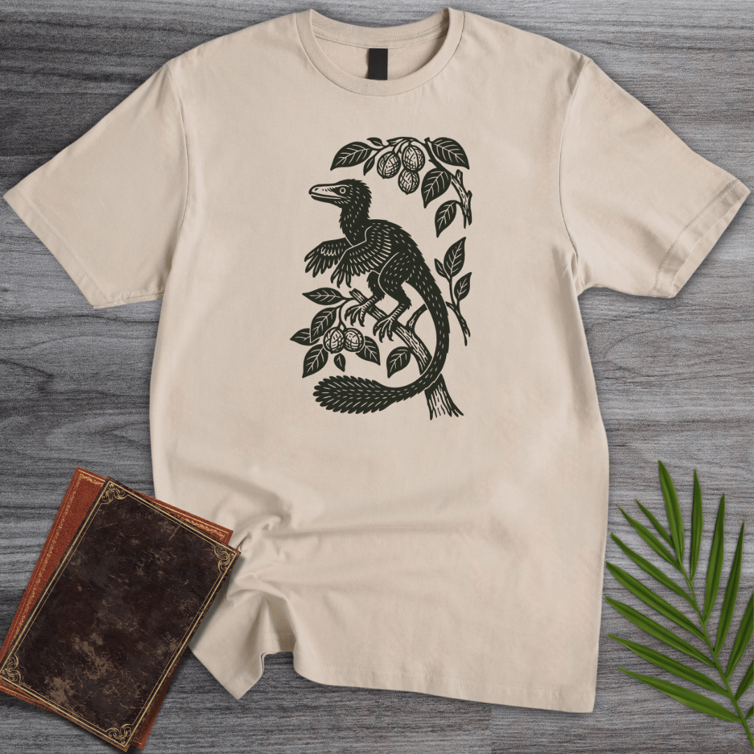T-Shirt Sand / S Microraptor Among Leaves T-Shirt