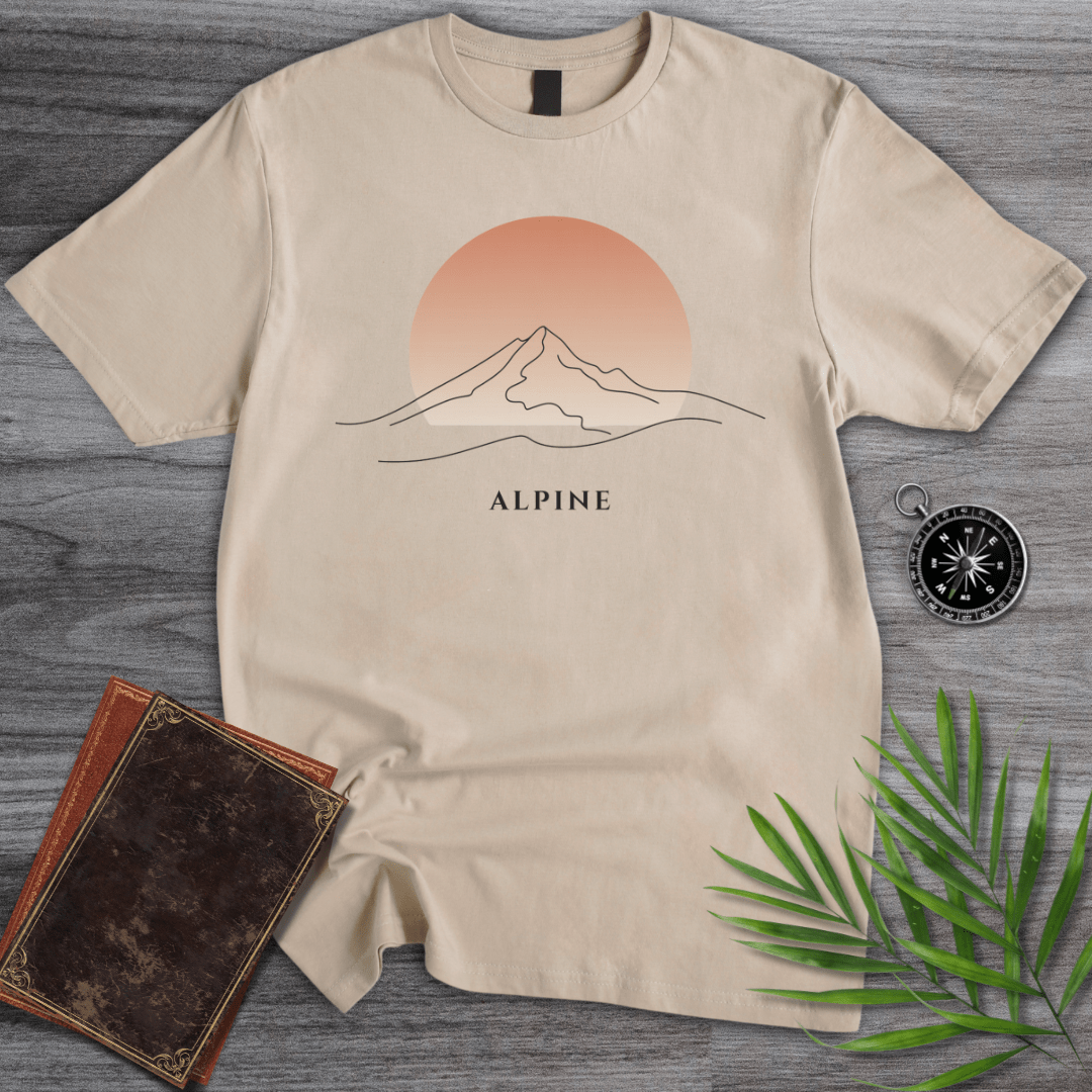 T-Shirt Sand / S Minimalist Alpine Line Art T-Shirt
