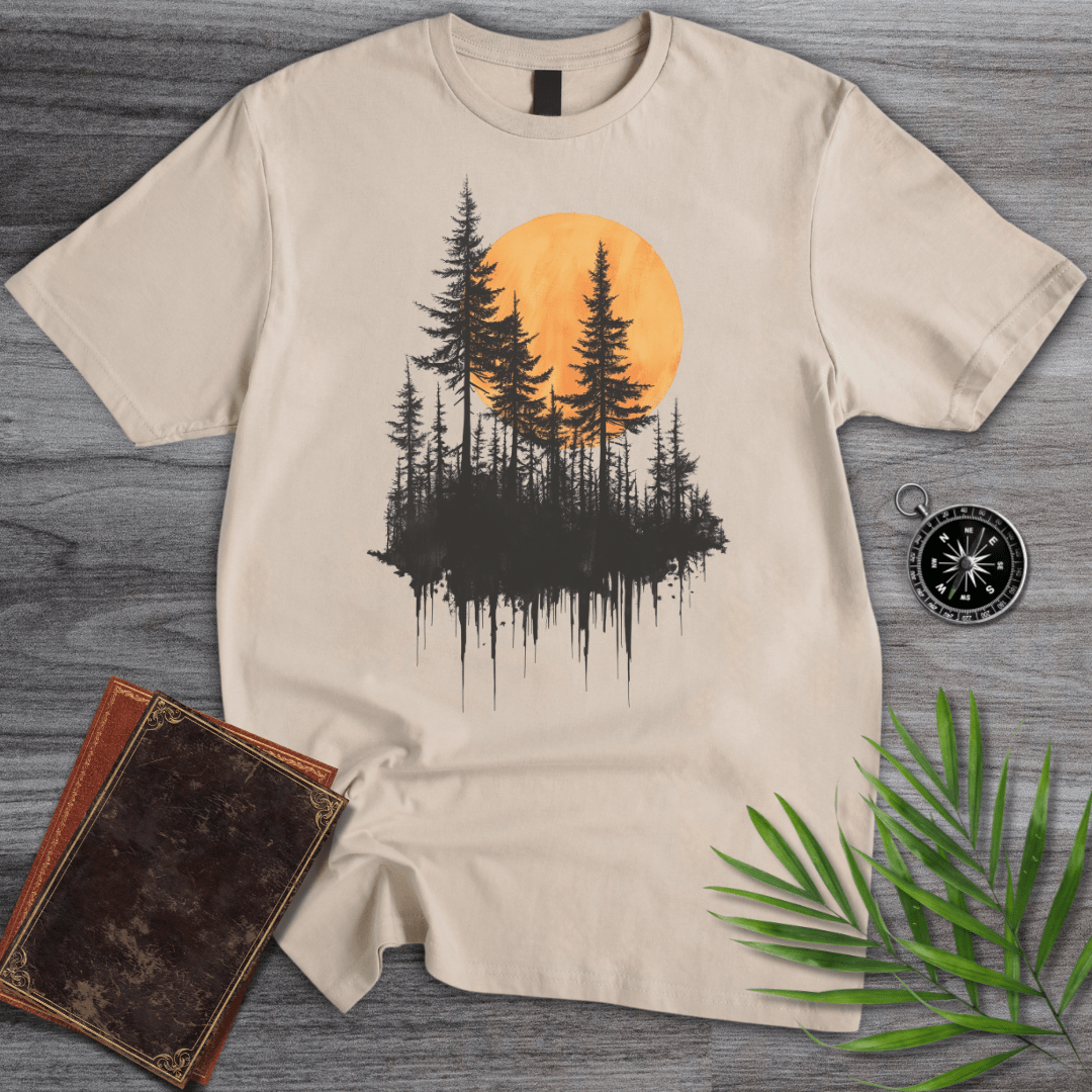 T-Shirt Sand / S Minimalist Pine & Sun Forest T-Shirt