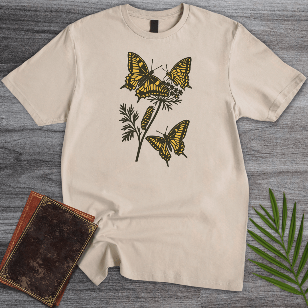 T-Shirt Sand / S Swallowtail Butterfly Life Cycle T-Shirt