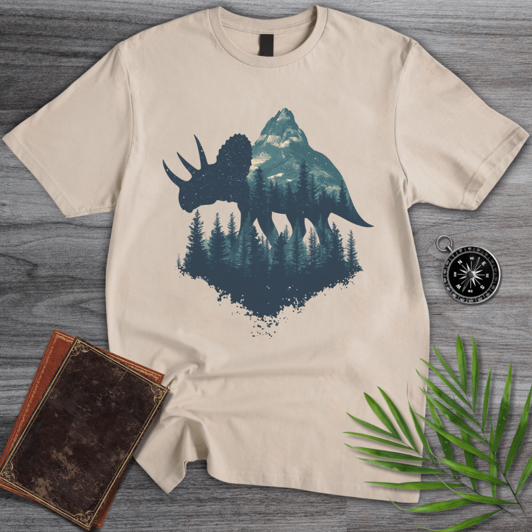 T-Shirt Sand / S Triceratops Graphic Forest Silhouette T-Shirt