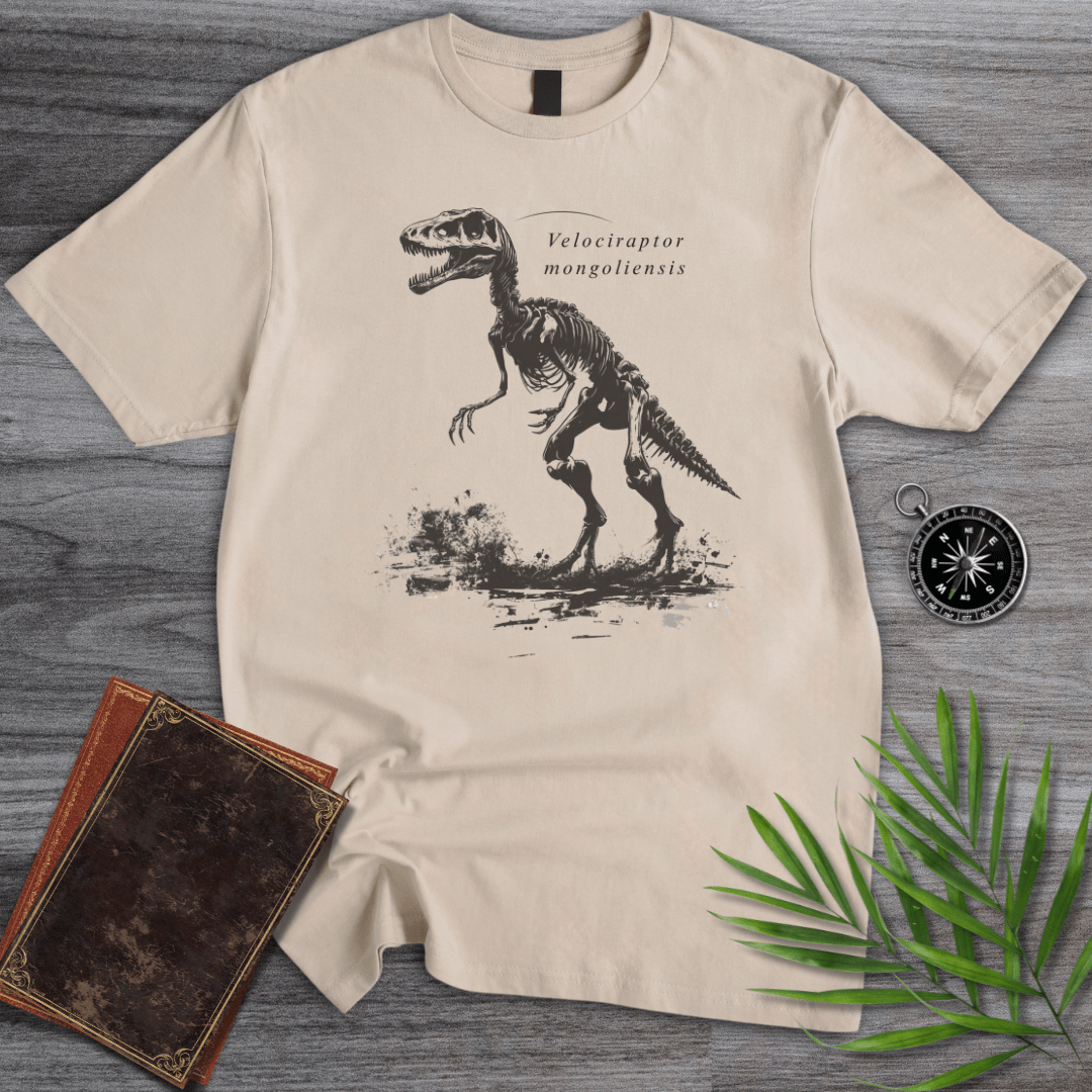 T-Shirt Sand / S Velociraptor mongoliensis (Velociraptor) Skeleton T-Shirt