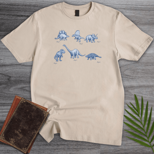 T-Shirt Sand / S Vintage Scientific Dinosaur Figures T-Shirt