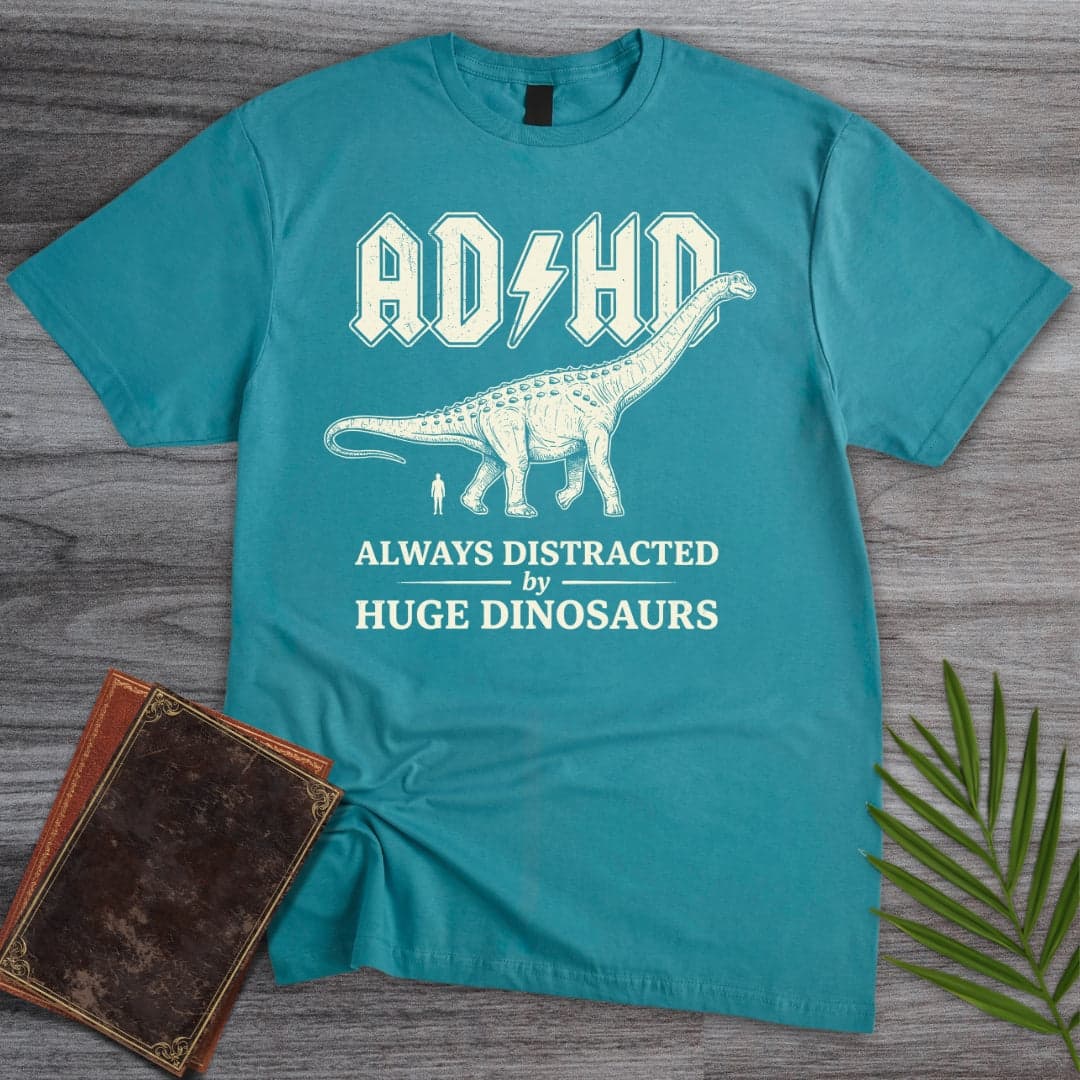 T-Shirt Tropical Blue / S Always Distracted by Huge Dinosaurs (ADHD) T-Shirt