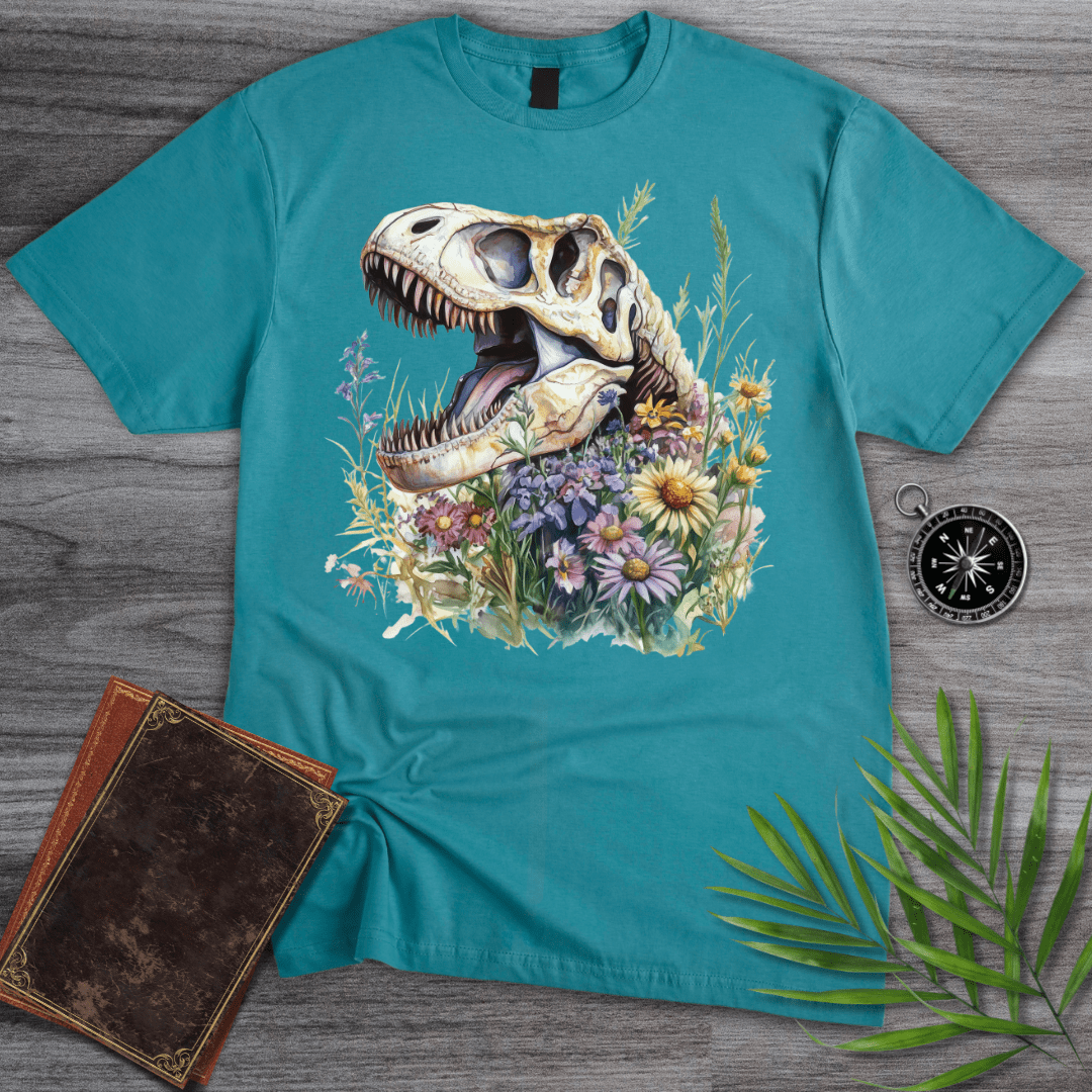 T-Shirt Tropical Blue / S Blossoming T-Rex Fossil T-Shirt