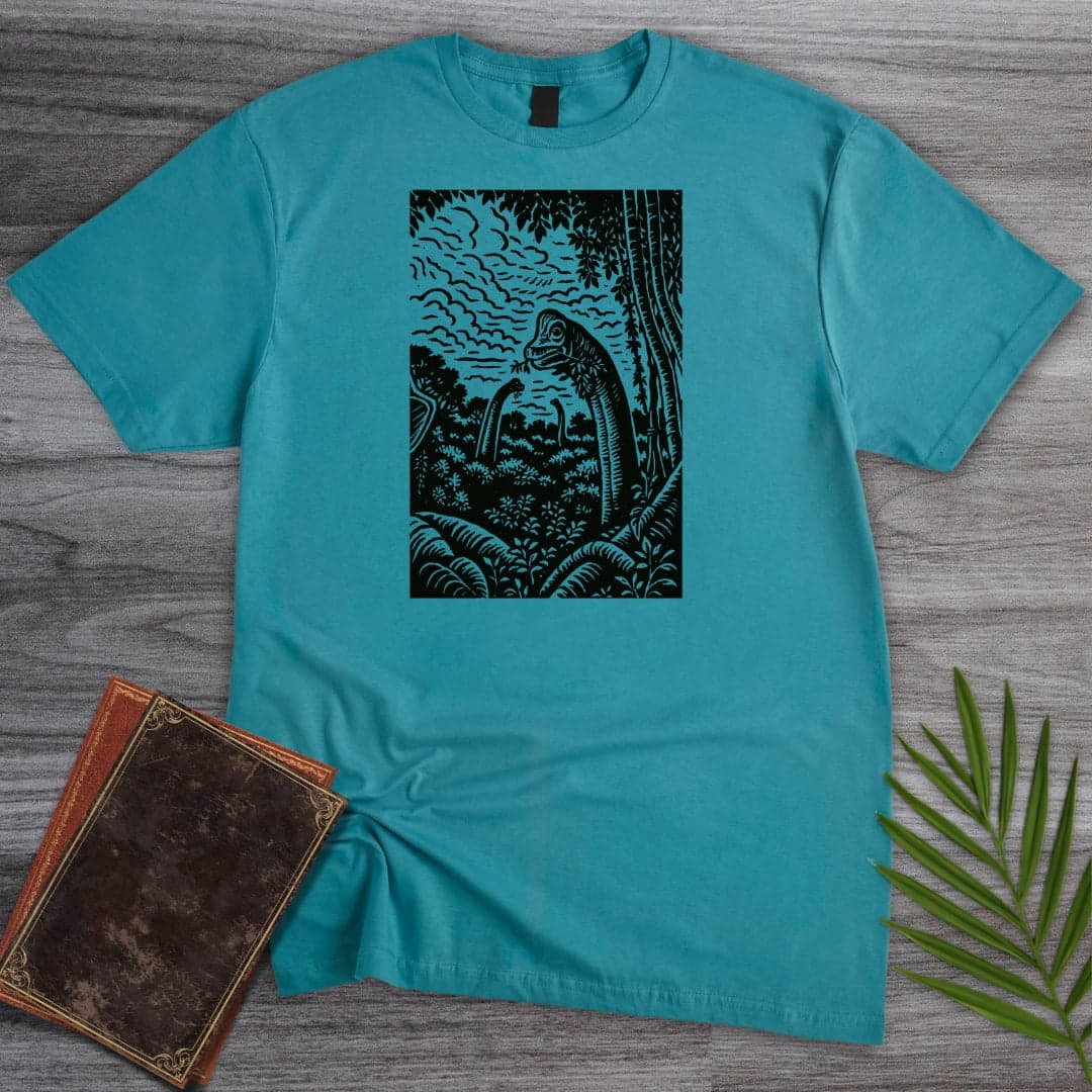 T-Shirt Tropical Blue / S Brachiosaurus Above the Leaves T-Shirt