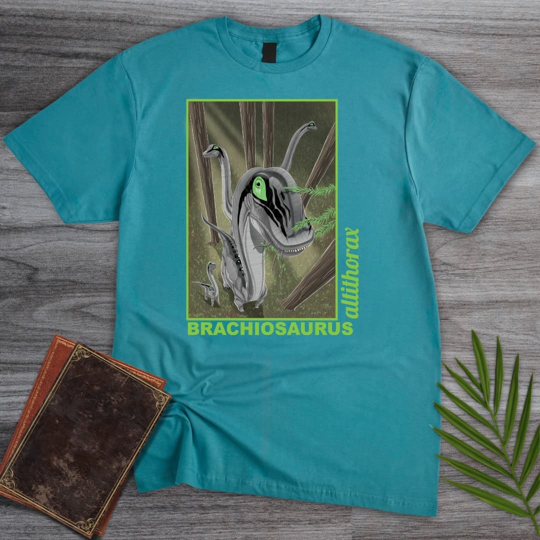 T-Shirt Tropical Blue / S Brachiosaurus - Ancient Forest Shadow T-Shirt