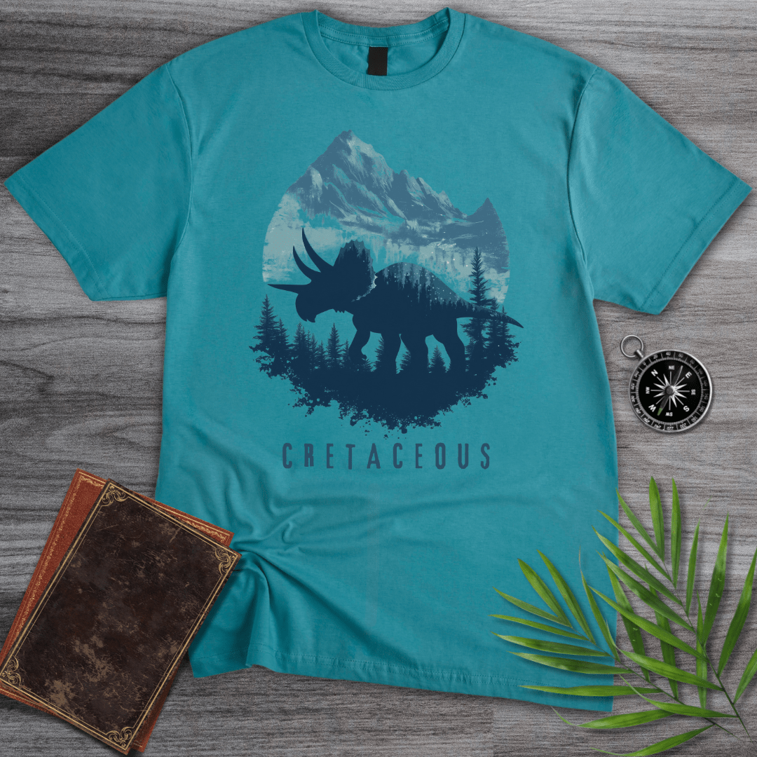 T-Shirt Tropical Blue / S Cretaceous Triceratops Silhouette Graphic T-Shirt