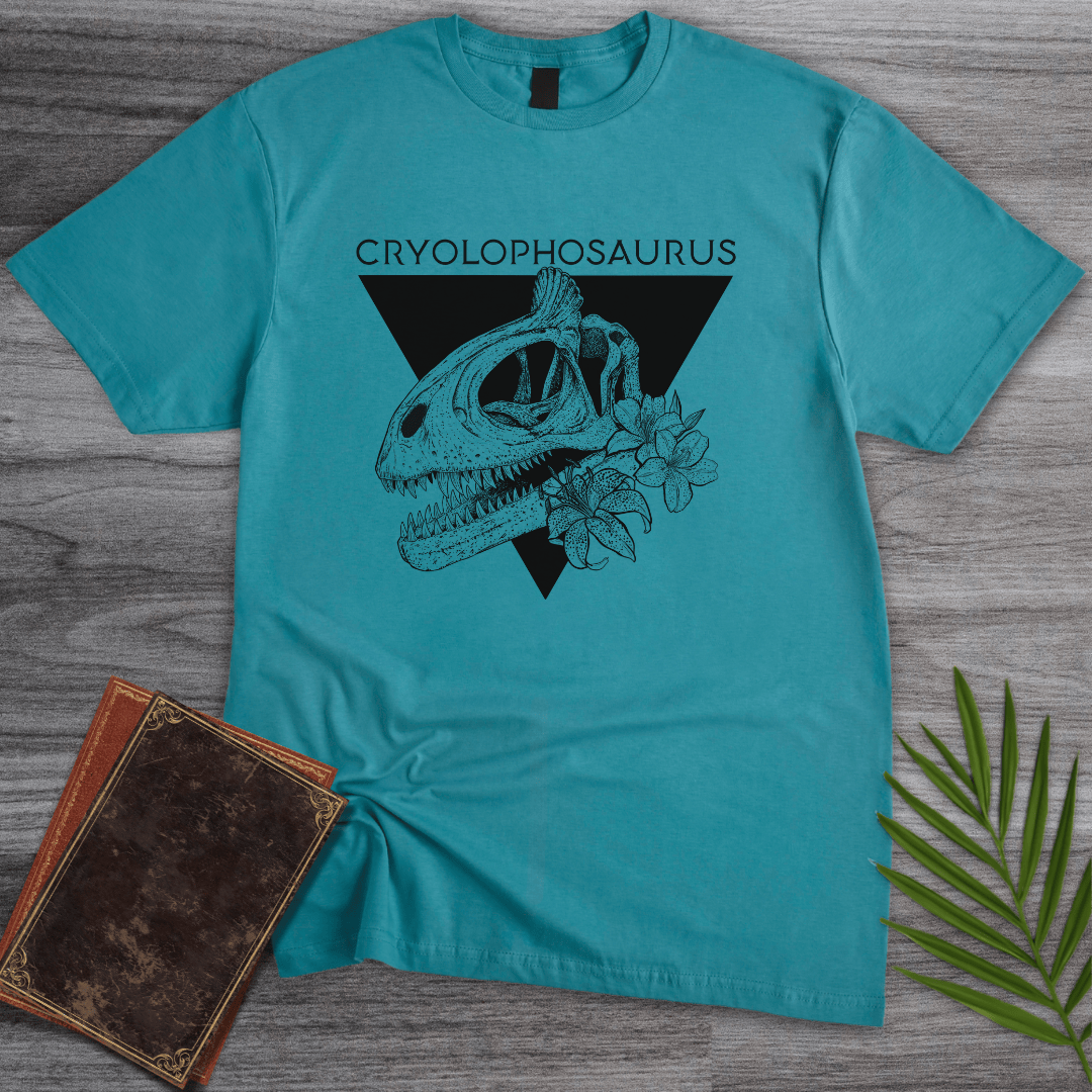T-Shirt Tropical Blue / S Cryolophosaurus “Elvisaurus” Antarctic Crest T-Shirt (farkas.art)