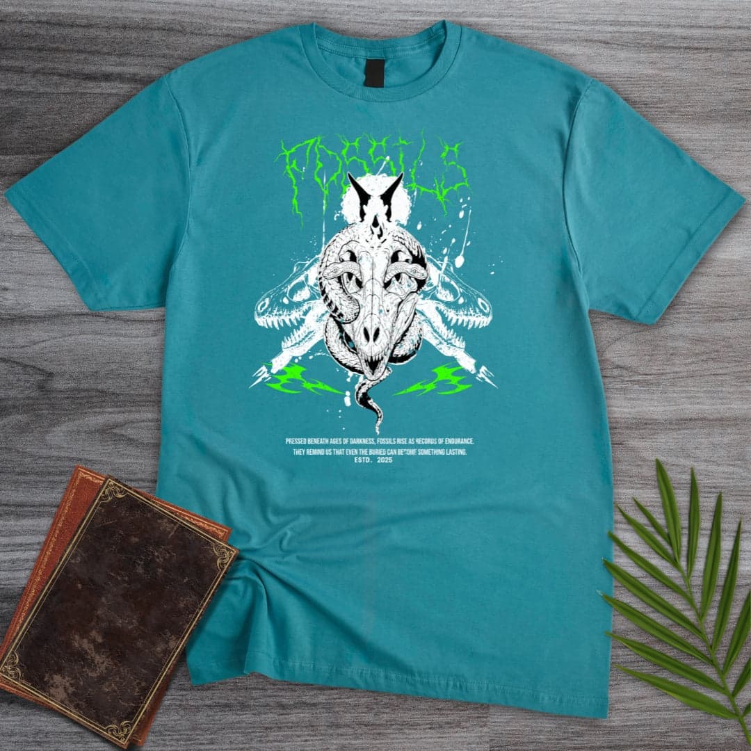 T-Shirt Tropical Blue / S Deep Metal Fossils T-Shirt