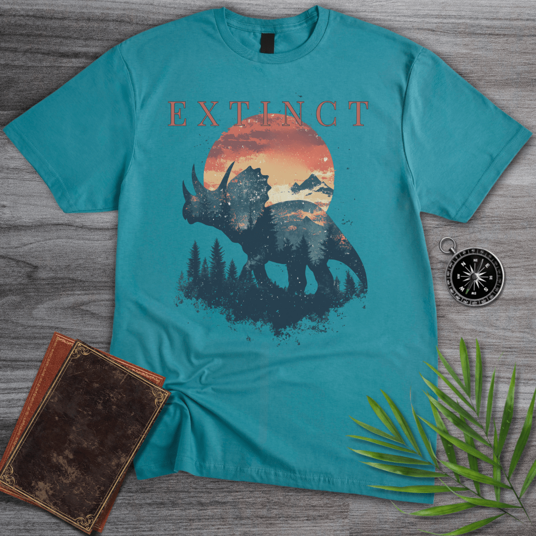 T-Shirt Tropical Blue / S Extinct Triceratops Silhouette T-Shirt