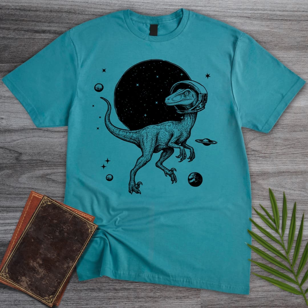 T-Shirt Tropical Blue / S Intelligent Troodon in Space T-Shirt