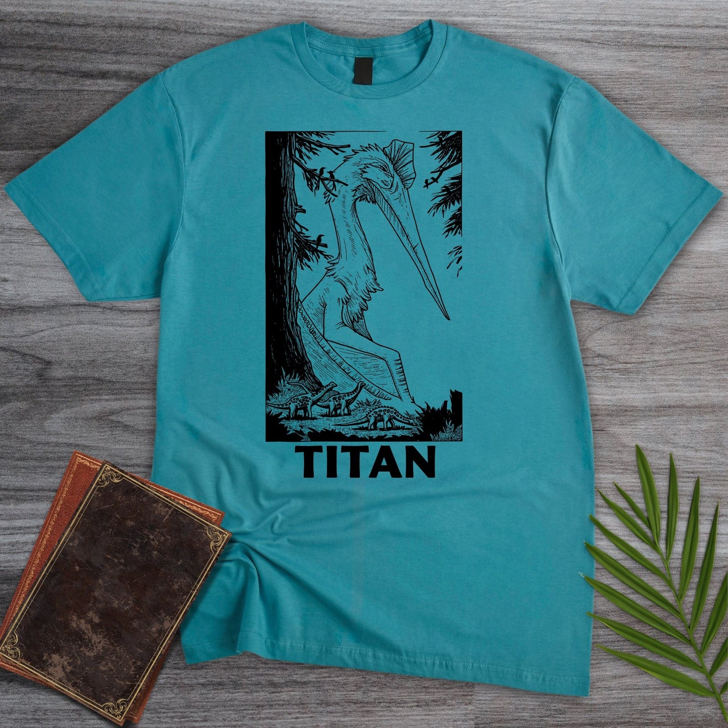 T-Shirt Tropical Blue / S Linocut Quetzalcoatlus Design T-Shirt
