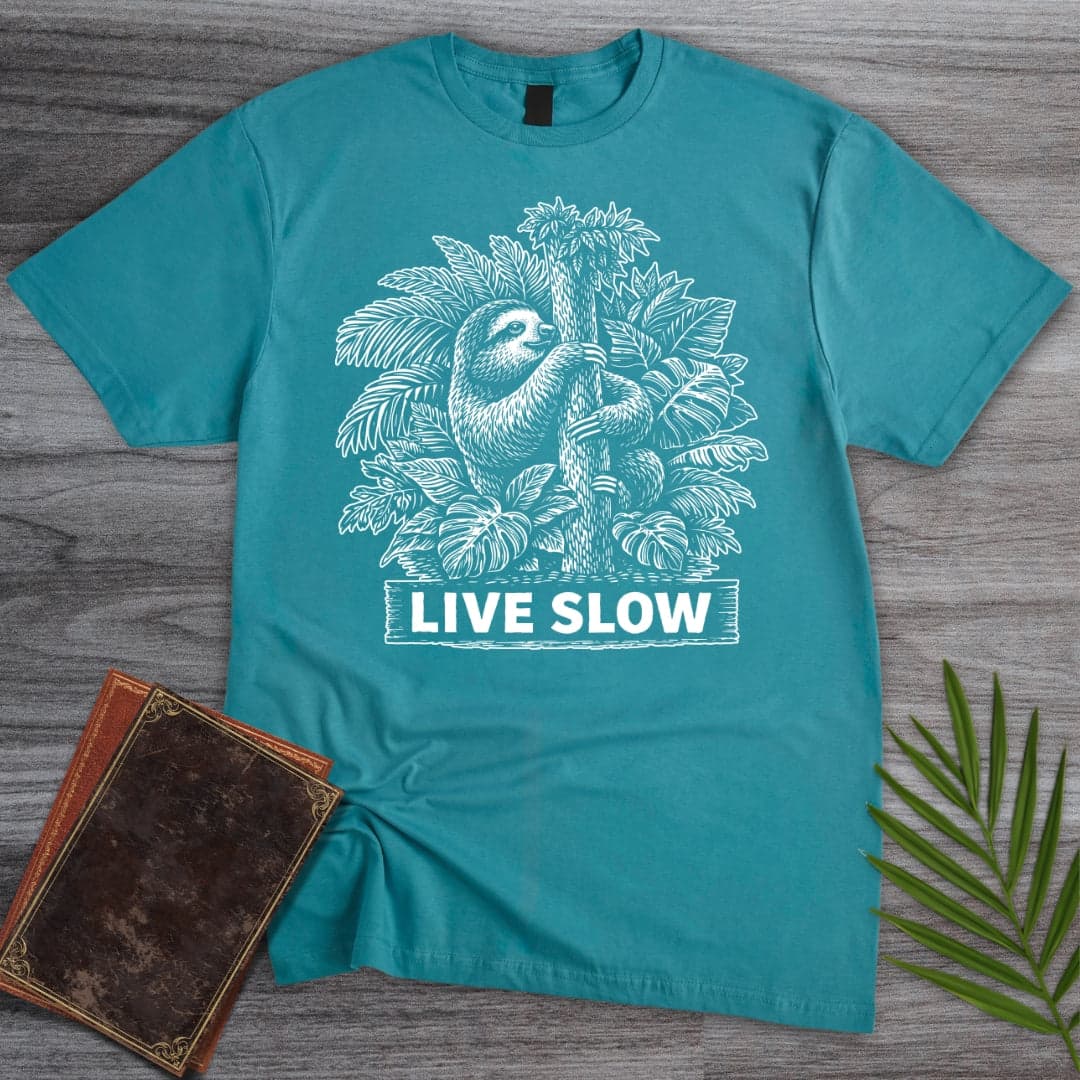 T-Shirt Tropical Blue / S Live Slow Sloth T-Shirt