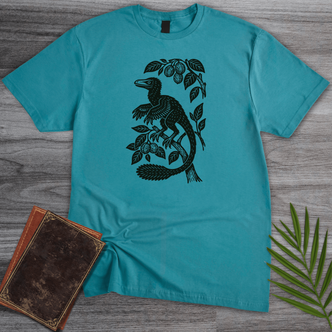 T-Shirt Tropical Blue / S Microraptor Among Leaves T-Shirt