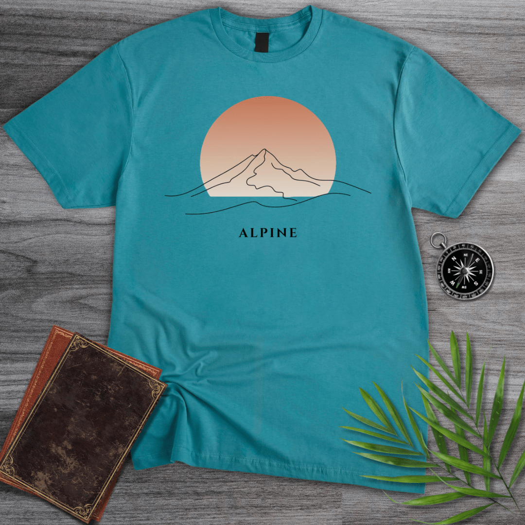 T-Shirt Tropical Blue / S Minimalist Alpine Line Art T-Shirt