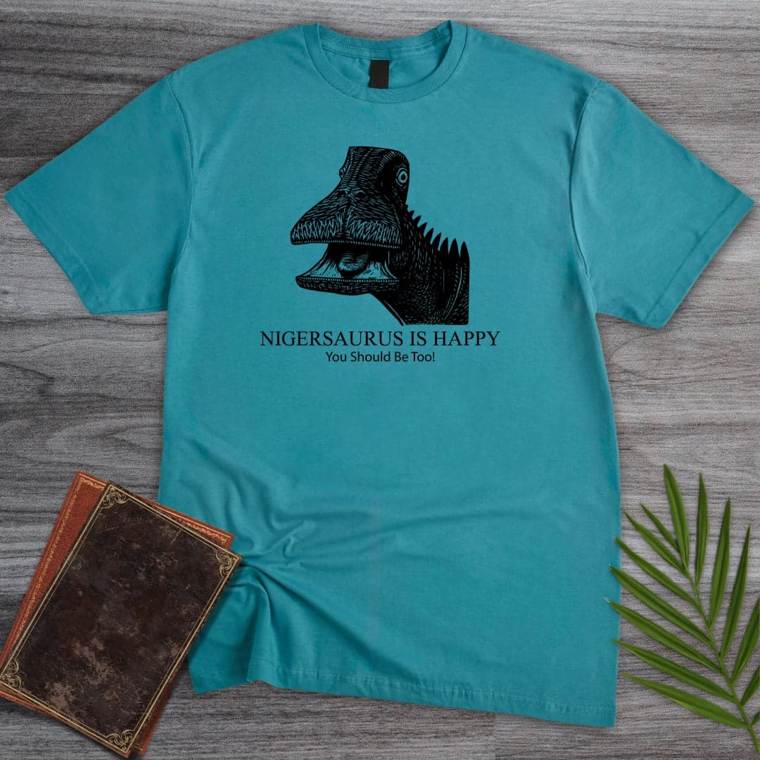T-Shirt Tropical Blue / S Nigersaurus is Happy T-Shirt