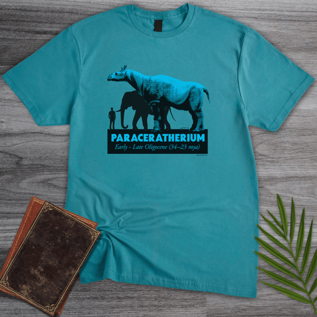 T-Shirt Tropical Blue / S Paraceratherium Titan Rhino Tee T-Shirt (palaeodn_art)