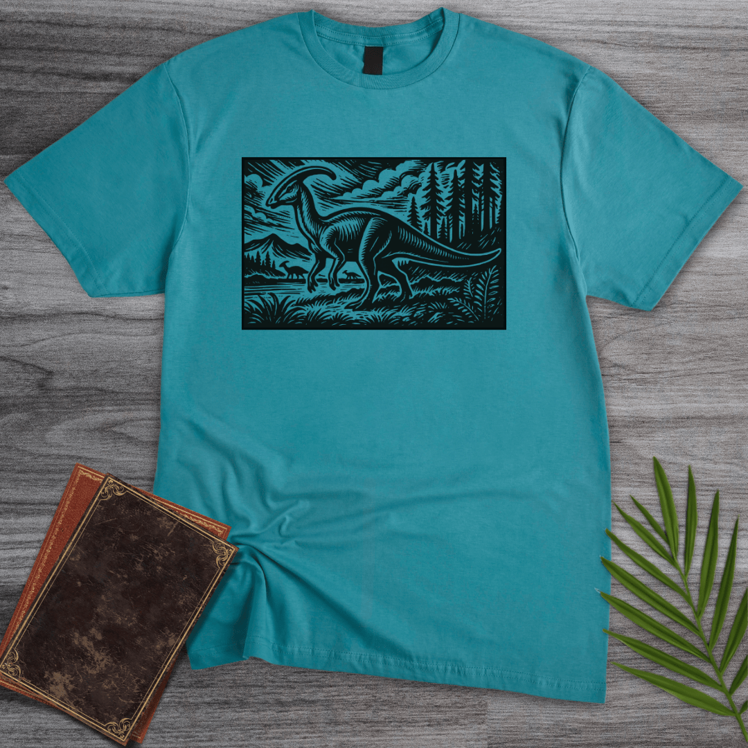 T-Shirt Tropical Blue / S Parasaurolophus Forest Wanderer T-Shirt