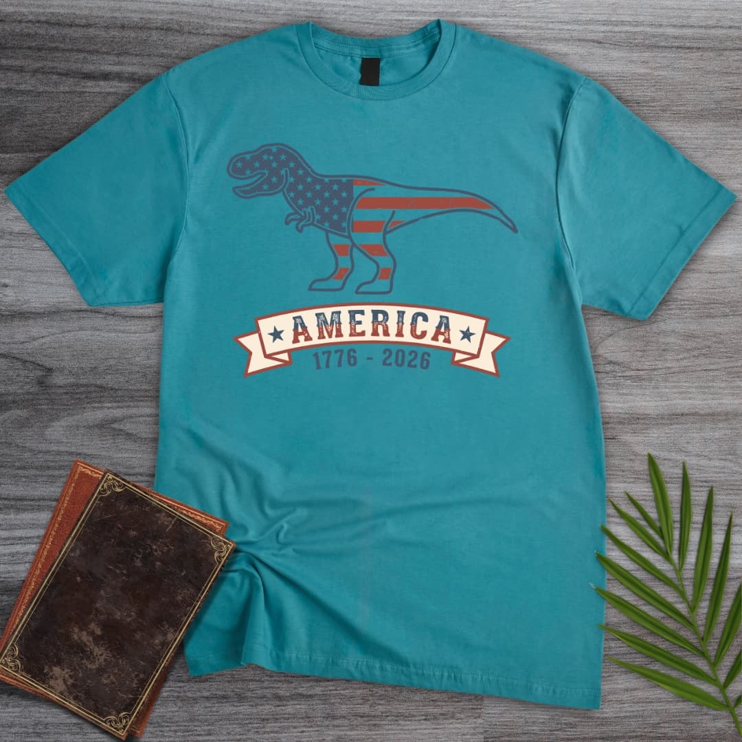 T-Shirt Tropical Blue / S Retro T-Rex Americas 250th T-Shirt