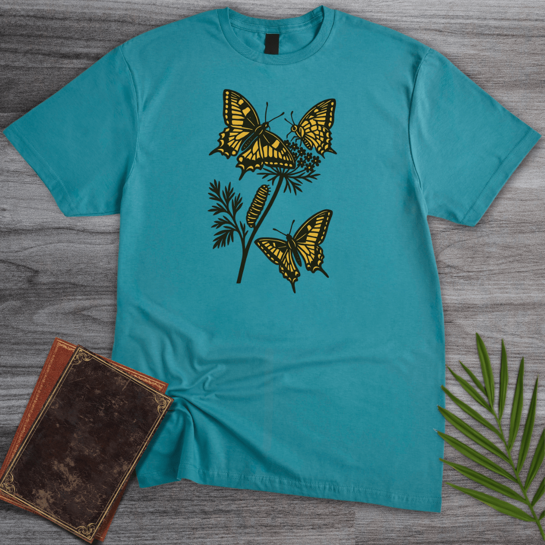 T-Shirt Tropical Blue / S Swallowtail Butterfly Life Cycle T-Shirt
