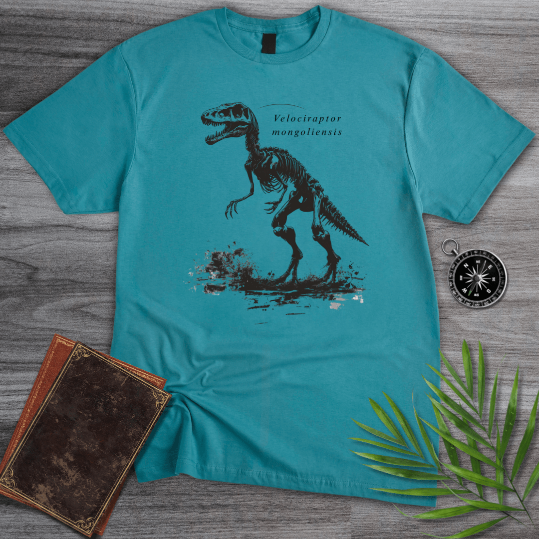 T-Shirt Tropical Blue / S Velociraptor mongoliensis (Velociraptor) Skeleton T-Shirt