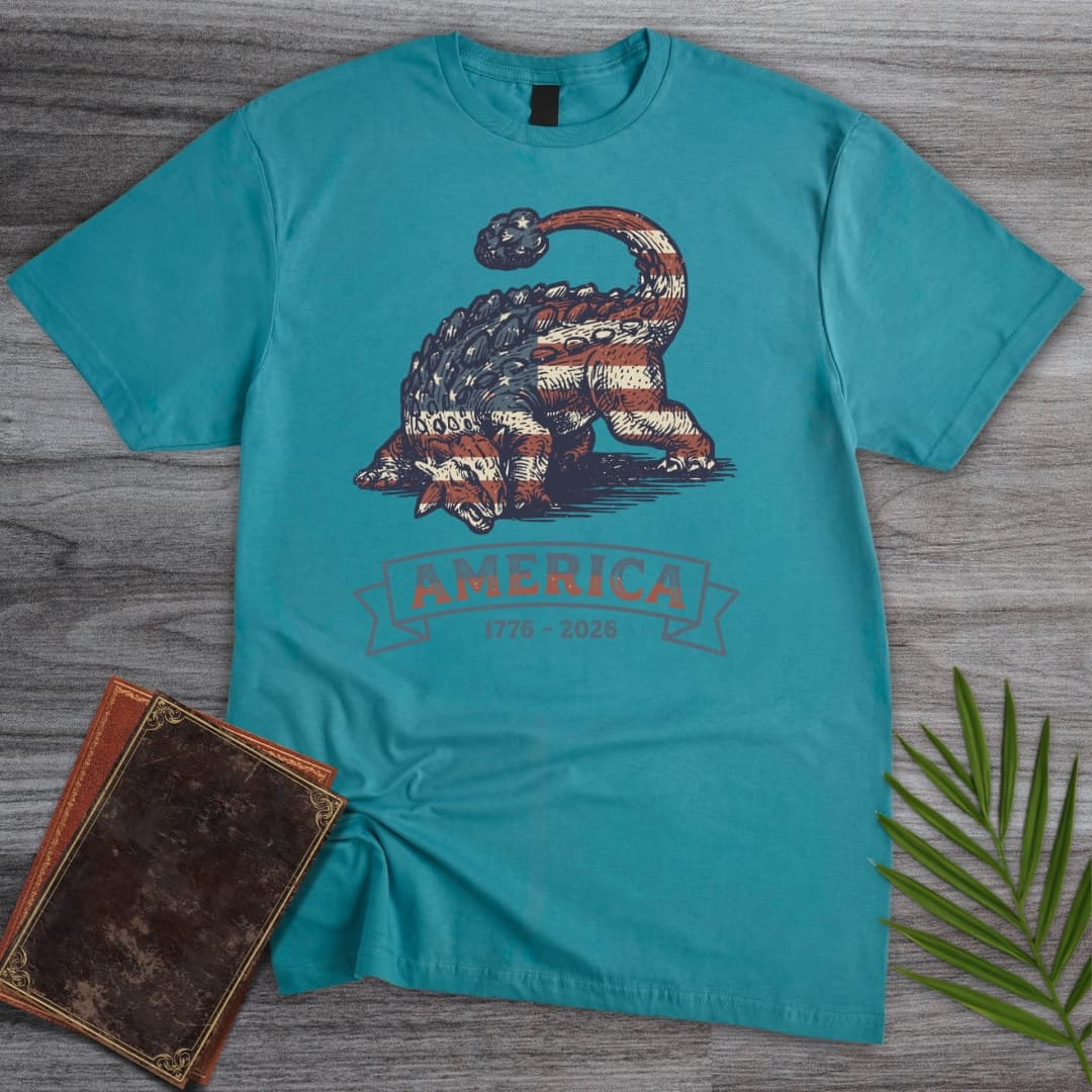 T-Shirt Tropical Blue / S Vintage Ankylosaurus Americas 250th T-Shirt
