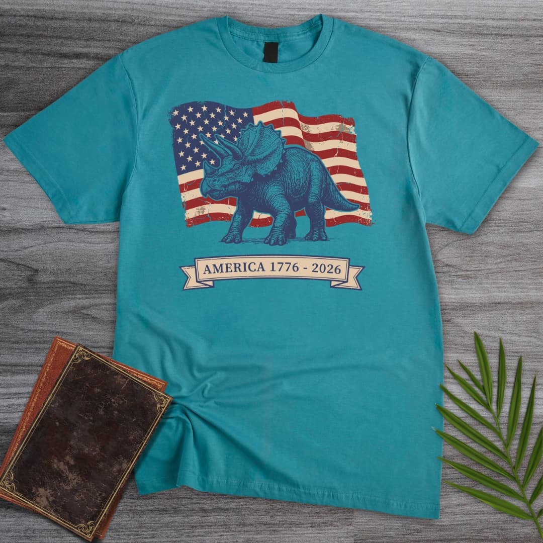 T-Shirt Tropical Blue / S Vintage Triceratops Americas 250th T-Shirt