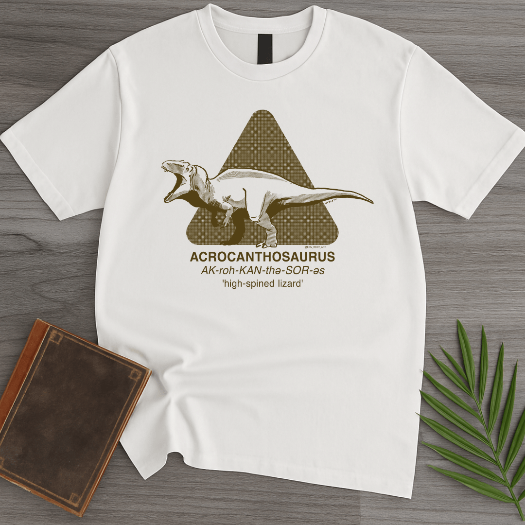 T-Shirt White / S Acrocanthosaurus Apex Predator Badge T-Shirt (ldn_rdnt_art)