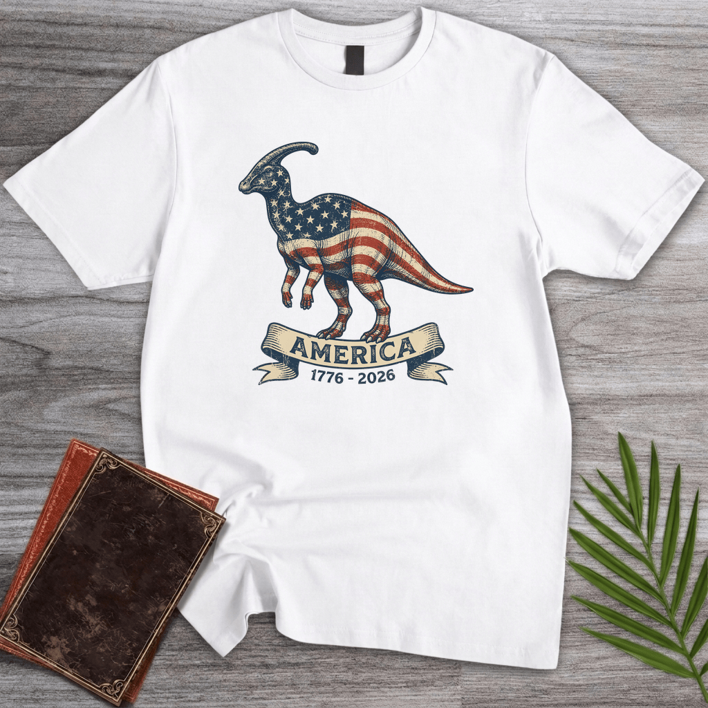 T-Shirt White / S Americas 250th Freedom Crest Parasaurolophus T-Shirt
