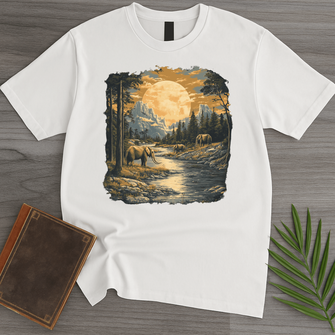 T-Shirt White / S Archaic Elephants Moonlit Crossing T-Shirt