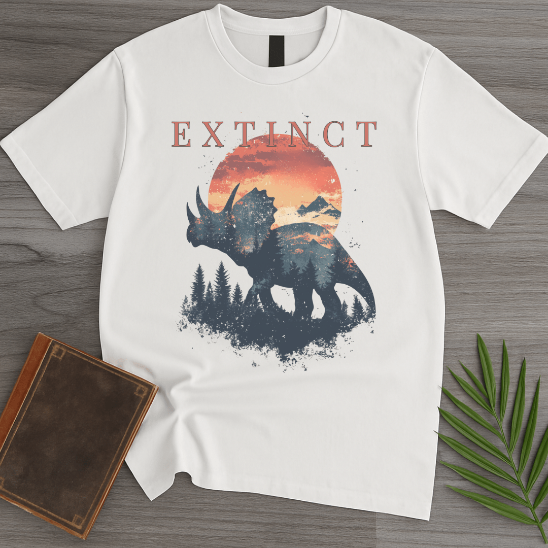 T-Shirt White / S Extinct Triceratops Silhouette T-Shirt