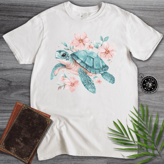 T-Shirt White / S Floral Reef Sea Turtle T-Shirt