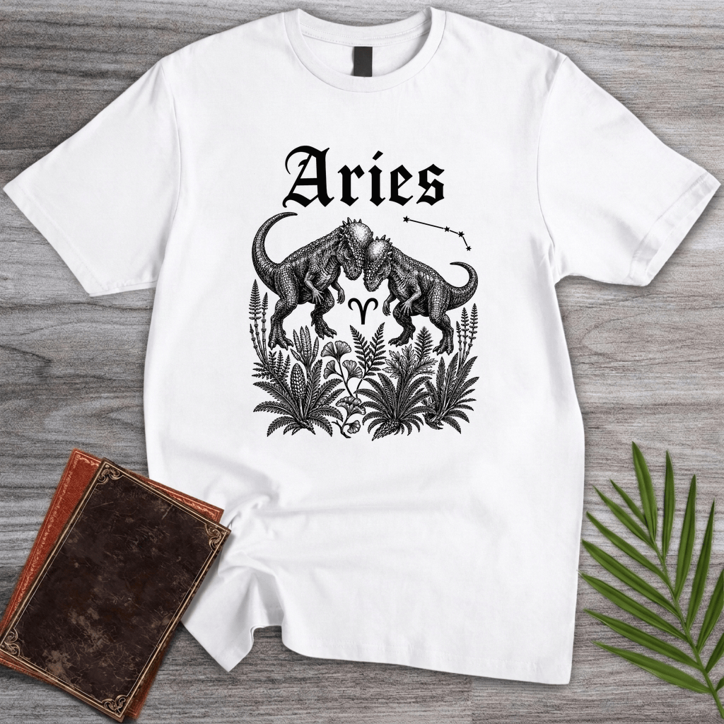 T-Shirt White / S Horoscope: Aries Pachycephalosaurus T-Shirt