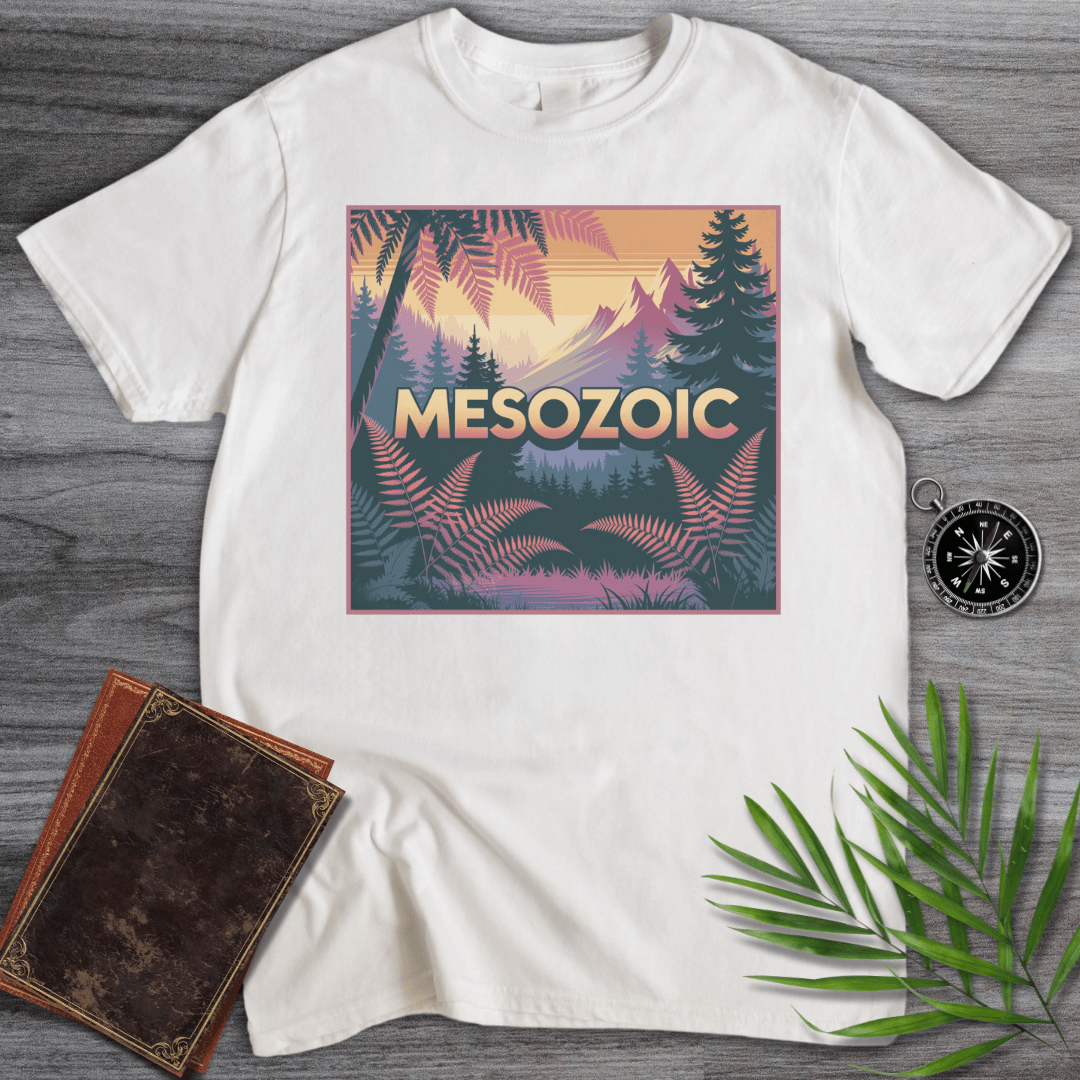 T-Shirt White / S MESOZOIC: Prehistoric Sunset Jungle Scene