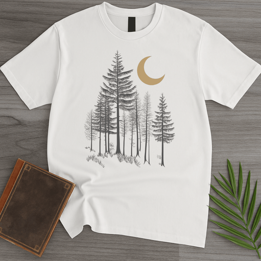 T-Shirt White / S Midnight Pine Moon Forest T-Shirt