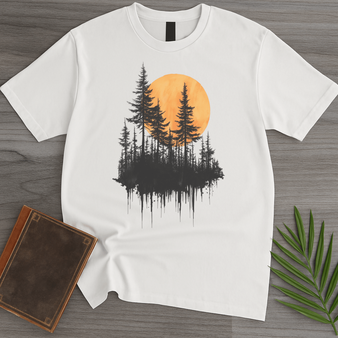 T-Shirt White / S Minimalist Pine & Sun Forest T-Shirt