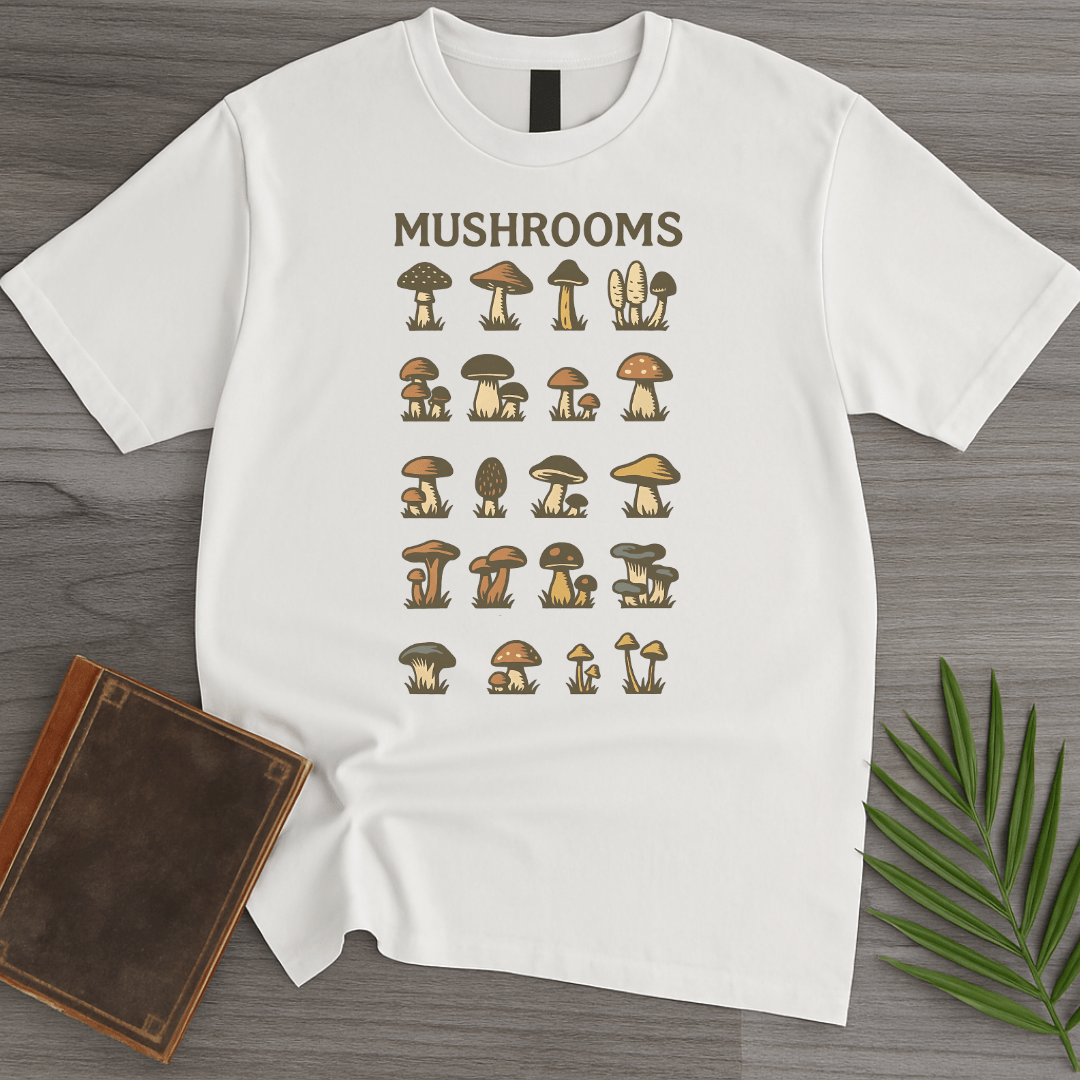 T-Shirt White / S Vintage Illustrated Mushroom Guide T-Shirt