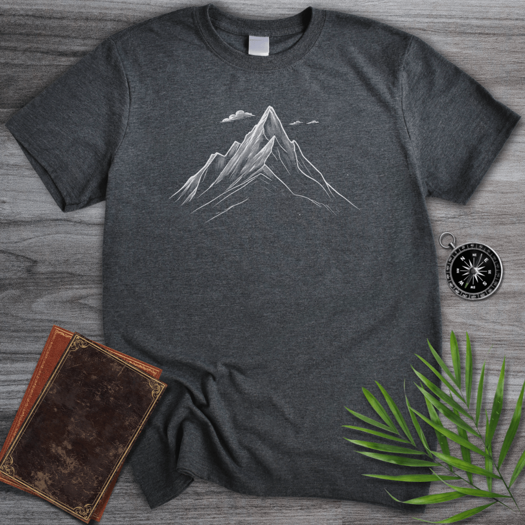 T-shirts Dark Heather / S Mountain Peak Line Art T-Shirt