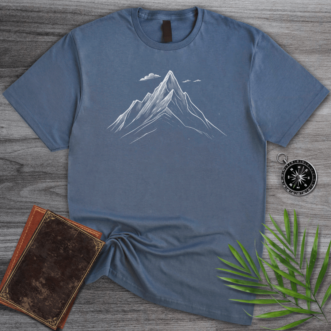 T-shirts Heather Indigo / S Mountain Peak Line Art T-Shirt
