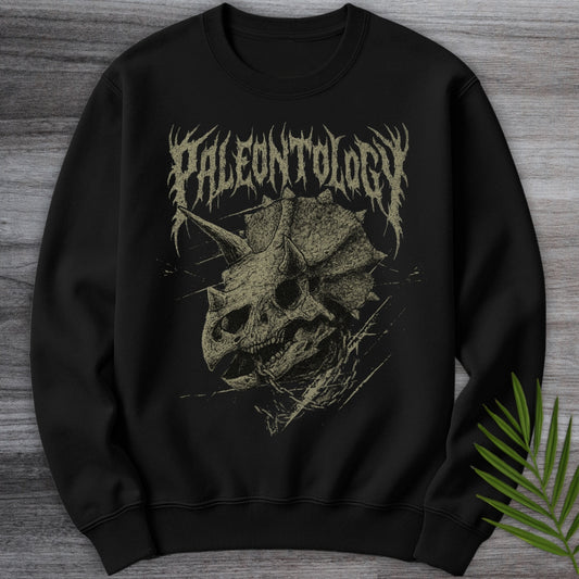 Metal Triceratops Skull & Chains Crewneck