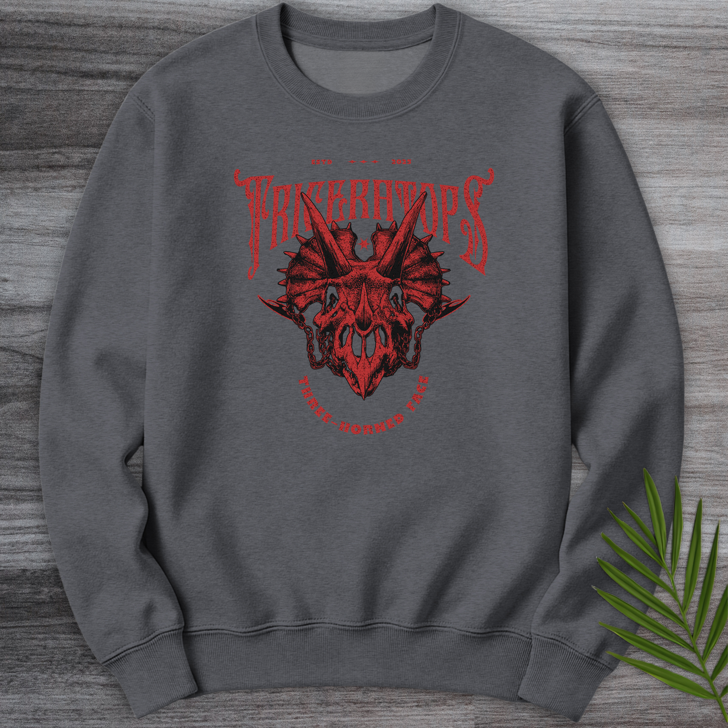 Gothic Three-Horned Face Crewneck